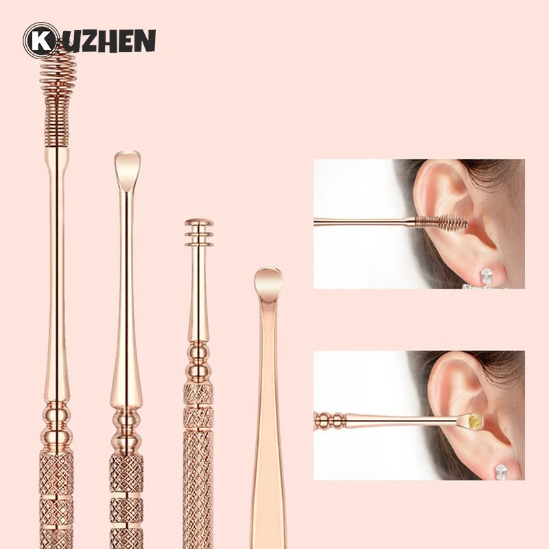 5/6/9Pcs Ear Clean Tool Ear Wax Pickers Stainless Ear Pick Wax Remover Curette Ear Scoop Spoon Earwax Ear Cleaner Spoon Care