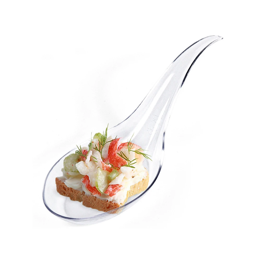 Promotion - Party Wedding Supplies Disposable Plastic Tableware 120*25mm Transparent Wave Dessert Spoon, 40/Pack