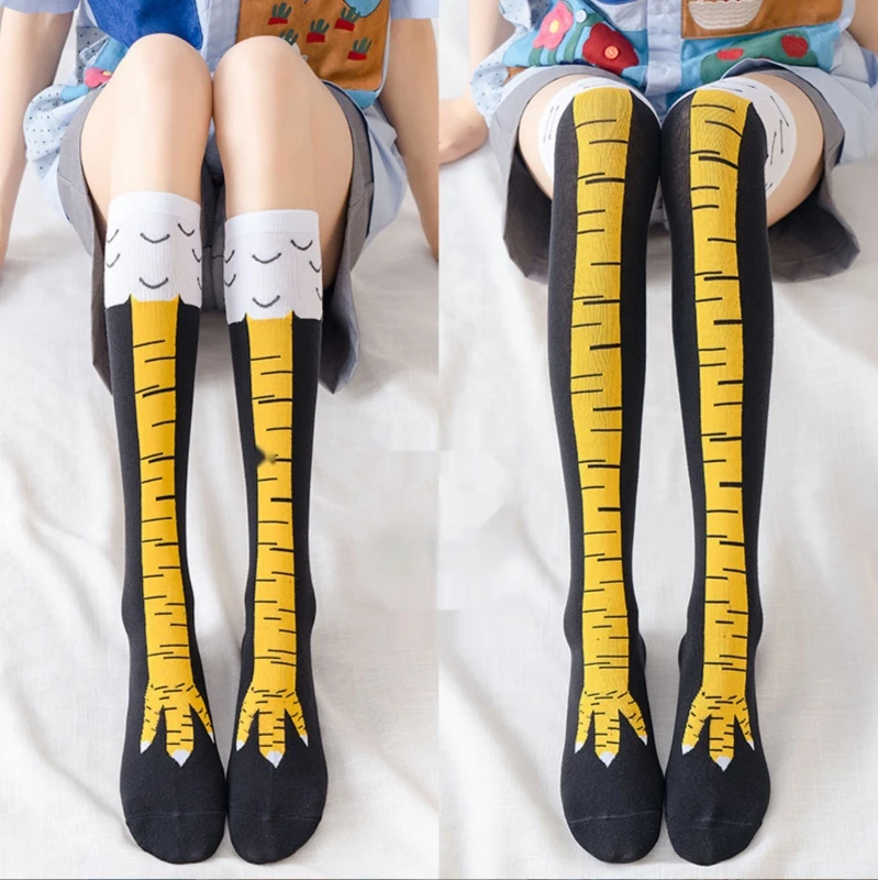 Chicken Long Socks Fashion Cotton Funny 3D Unisex Over Knee High Socks Halloween Christmas Cartoon Gift Thigh Highs Women  носки