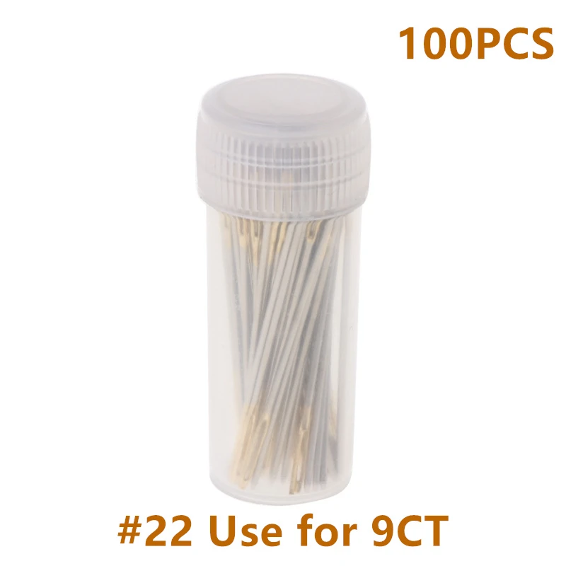 100PCS Golden Tail Embroidery Fabric Cloth Cross Stitch Needles Craft Tool Size 22# 26# #28