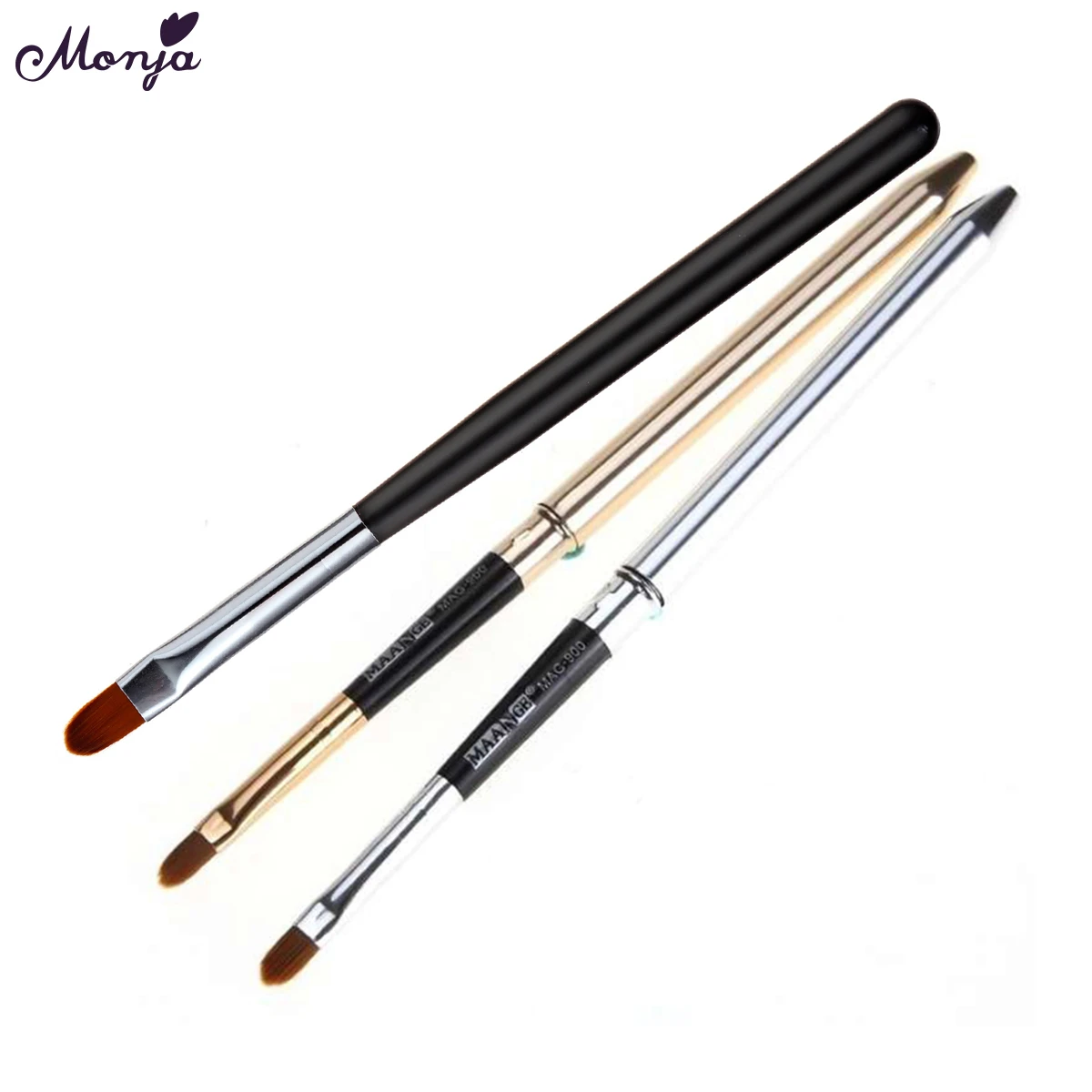 Monja Nail Art French Stripe Lines Liner Painting Brush Metal Handle Acrylic UV GEL Extension Builder Image Drawing Pen