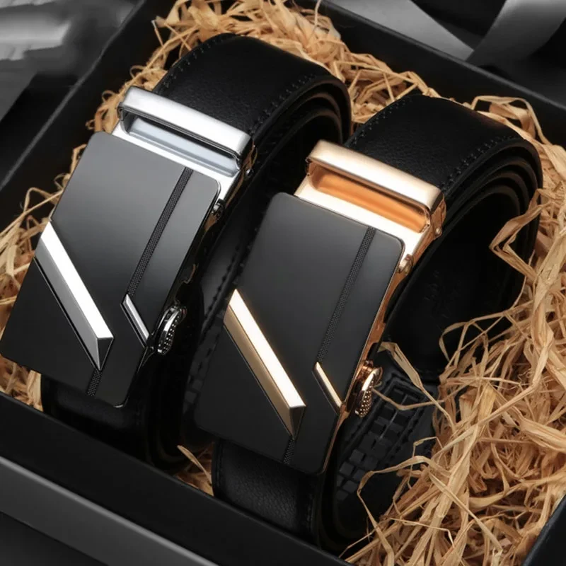 Famous Brand Belt Men Top Quality Genuine Luxury Design Leather Belts Strap Male Metal Automatic Buckle Cinturones Para Hombre