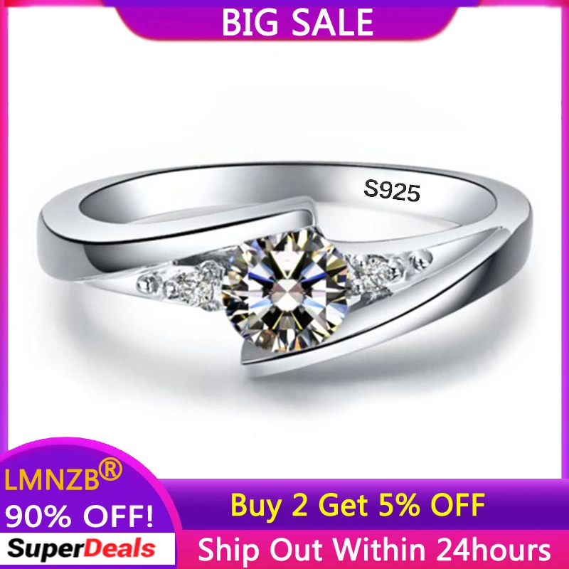 Free Sent Certificate 100% 925 Sterling Silver 0.75ct Lab Diamond Rings For Women Party Elegant Wedding Rings Fine jewelry L5036