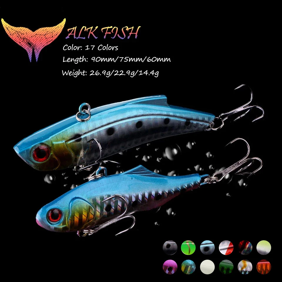 WALK FISH 1PCS Sinking Fishing lures 9cm 26.9g VIB bait rattling Artificial Vibration Bass Vibe Rattle Hooks Baits pesca Wobbler