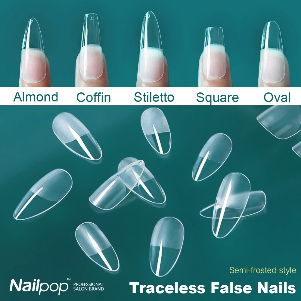 Nail Capsule Full Cover Art Tips Coffin False Nails Press on Semi-Frosted Practice Hand for Acrylic Nails Accessories