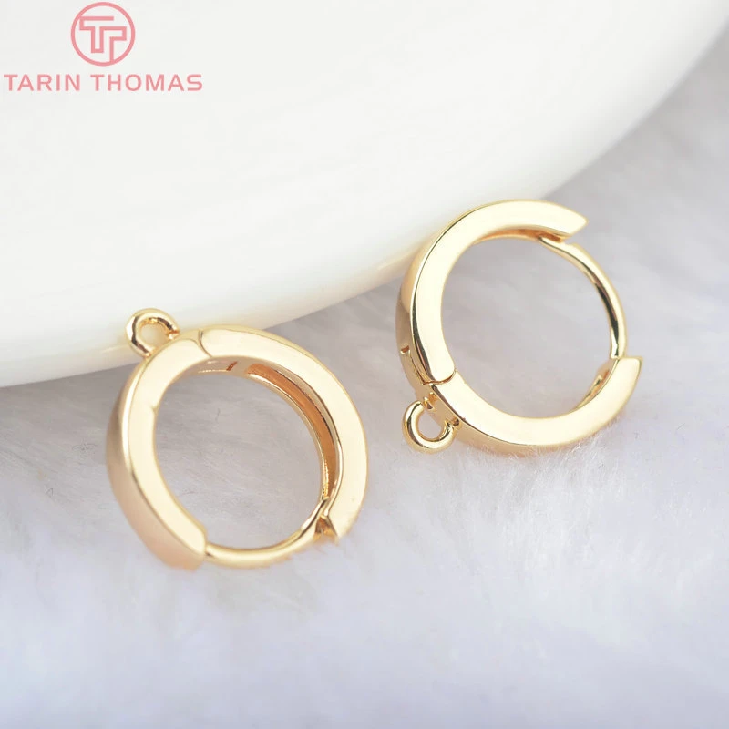 6PCS 17x15MM 24K Gold Color Brass Round Earrings Hoop Earring Clip High Quality DIY Jewelry Making Findings
