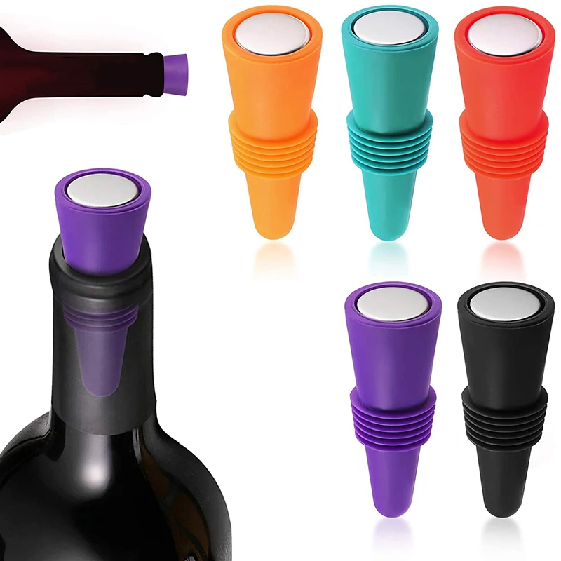 Premium Silicone Wine and Beverage Bottle Cap Set Leak Proof Champagne Bottles Sealer Stoppers Wine Cork Saver Stopper Reusable