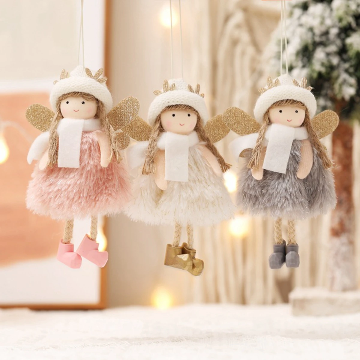 PATIMATE Christmas Angel Plush Doll Pendant Christmas Tree Ornament Christmas Decoration for Home Xmas Gifts Noel Navidad 2021