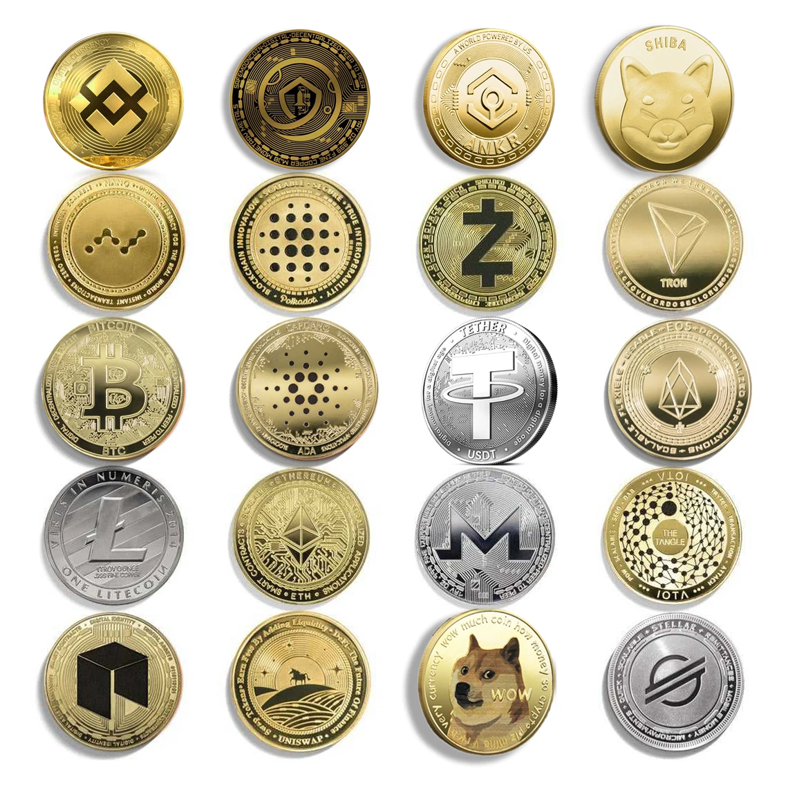 Bticoin Crypto Dogecoin /Ethereum/Bitcoin/Litecoin/Ripple/Monero/EOS Coin Metal Gold Silver Cardano BTC Crypto CoinCollection