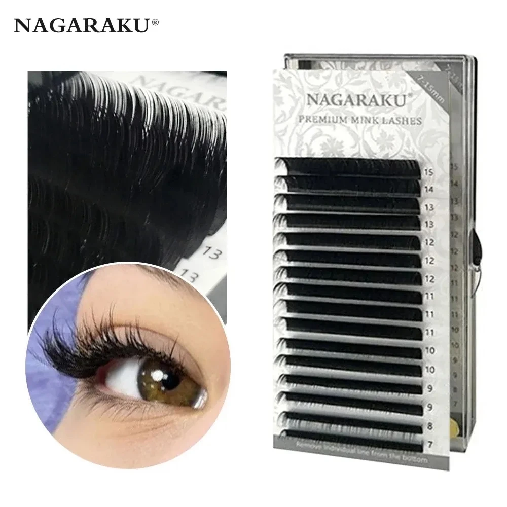 NAGARAKU 16rows 7~25mm mix premium natural synthetic mink individual eyelash extension maquiagem cilios makeup tool