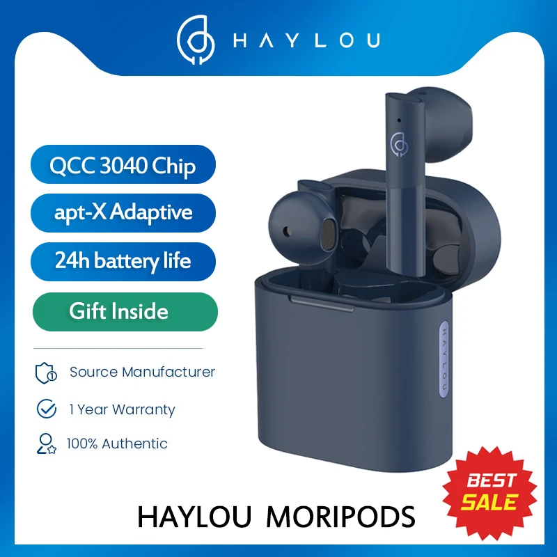 Haylou MoriPods Qualcomm QCC3040 HiFi Wireless Earphone Bluetooth V5.2 Headset Apt Adaptive AAC Earbuds 4 Mics Noise Reduction