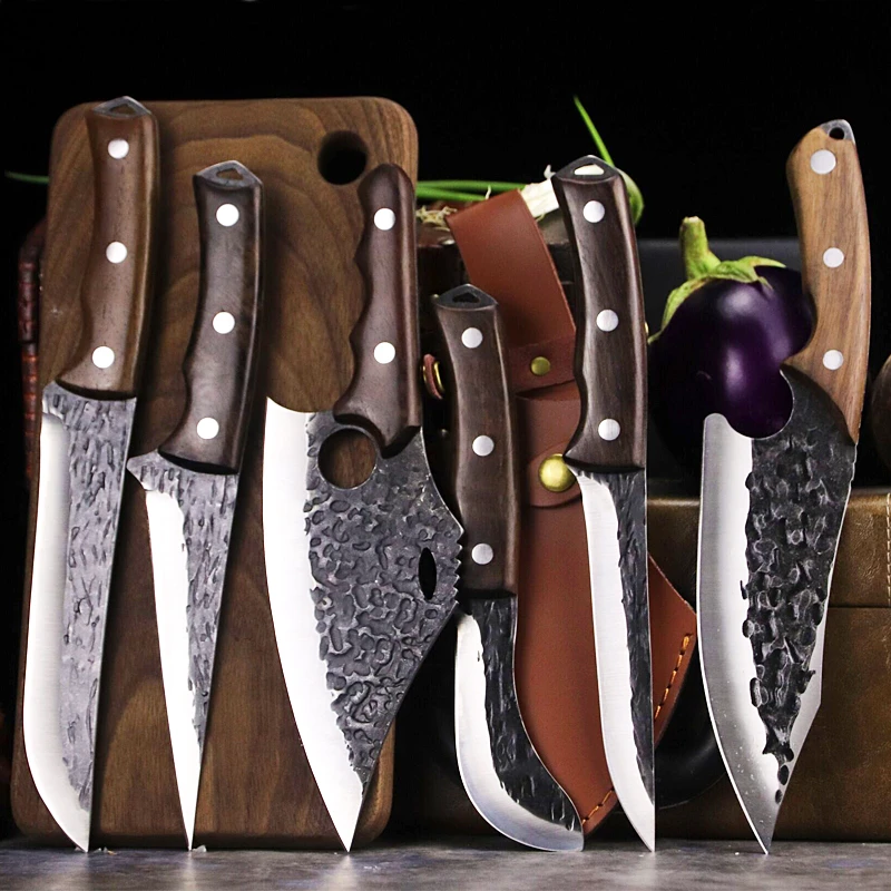 Hand forged high-end sharp kitchen knife, bone-picking knife, chopping knife, slicing knife Japanese combination set knife