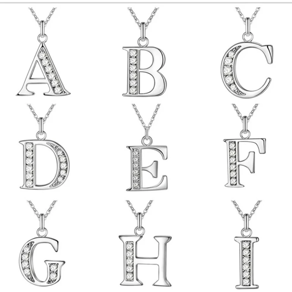 SUMENG 2021 New Fashion 26 Letter A-Z Silver Plated Necklace Fashion Silver Color Jewelry Fashion Pendant Metal Stamp