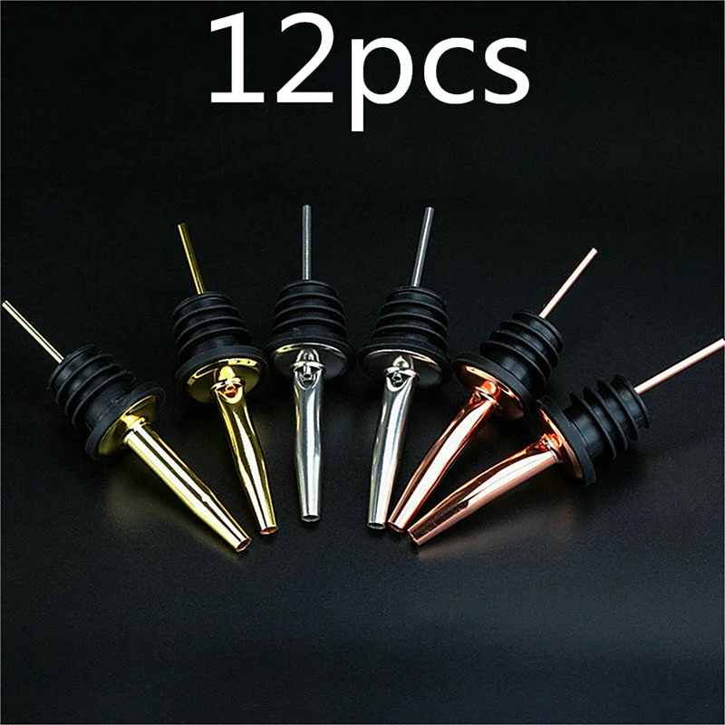 12PCS Free Flow Stainless Steel Liquor Bottle Speed Pourers with Tapered Spout Set of 12 Bar Accessories Bar Tools