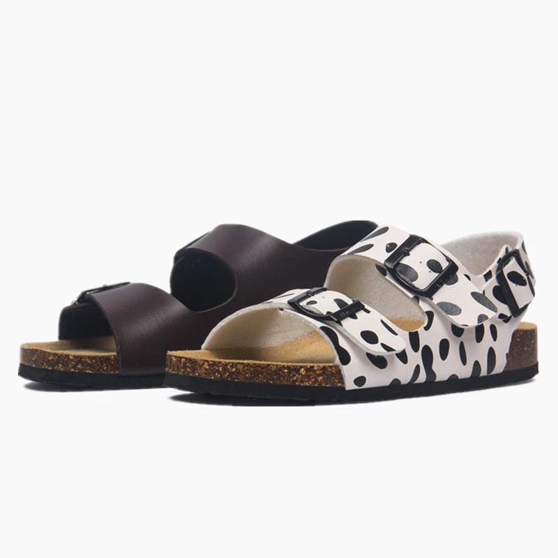 COSMAGIC 2021 New Summer Beach Cork Sandals  Casual Women Outside Non-slip Black White Double Buckle Sandalias Shoe