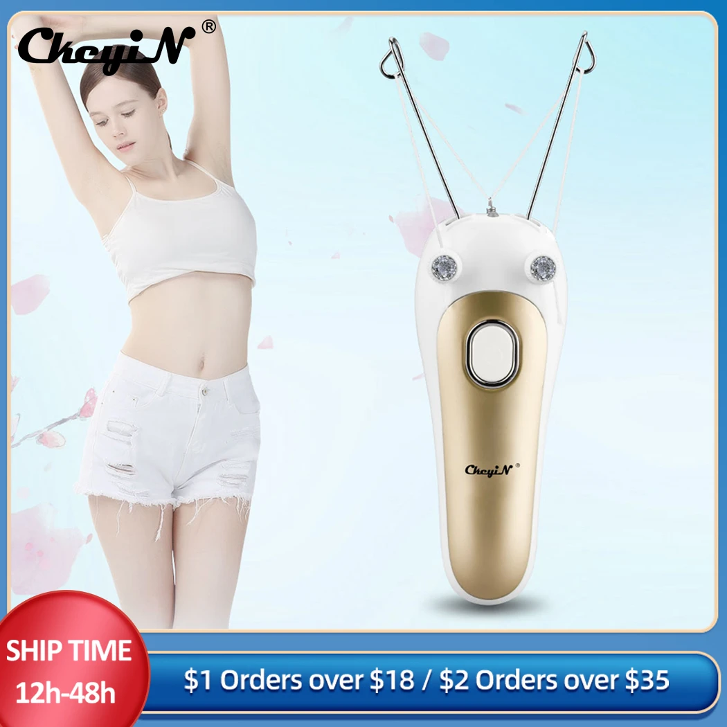 Ckeyin Electric Facial Hair Remover Female Body leg Face Cotton Thread Epilator Shaver Mini Women Hair Removal Beauty Machine 50