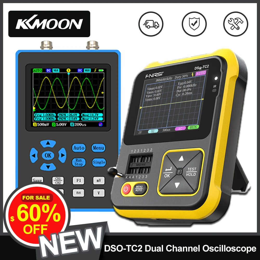 DSO2512G 120M Bandwidth 500MSa/s Portable Dual Channel Oscilloscope 10mV Minimum Vertical Sensitivity FFT Spectrum Analysis