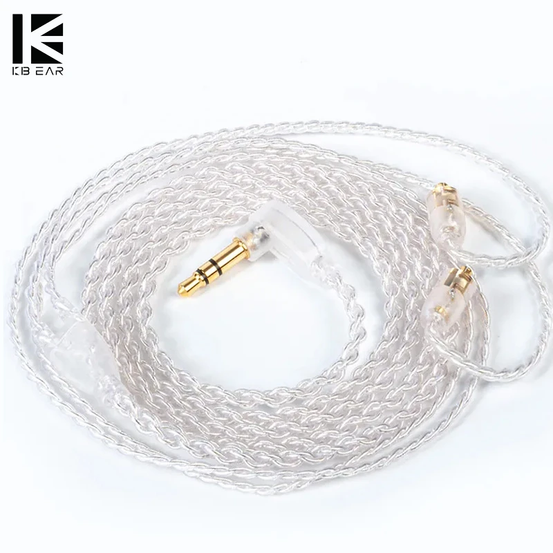 KBEAR Refreshing 4Core 4N Silver-plated Upgraded Earphone Cable MMCX/2PIN/QDC/TFZ Earbuds For BLON BL-03 KZ EDX TRI I3 Headphone