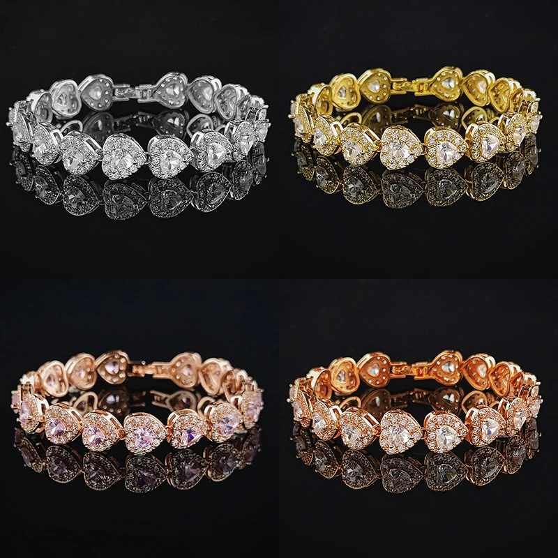 2021 New Luxury 18CM Heart 925 Sterling Silver Bracelet Bangle For Women Anniversary Gift Jewelry Bulk Sell Christmas S5777