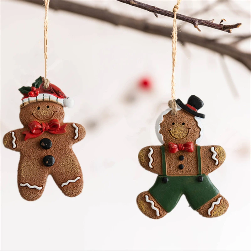 2021 Navidad Christmas Resin Gingerbread Man Pendant Christmas Tree Ornaments Christmas Decorations for Home 2022 New Year Gift