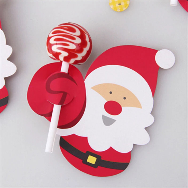 50Pcs Cartoons Santa Paper Lollipop Cards DIY Lollipop Kids Gift Package Decor Christmas Decorations for Home Navidad New Year