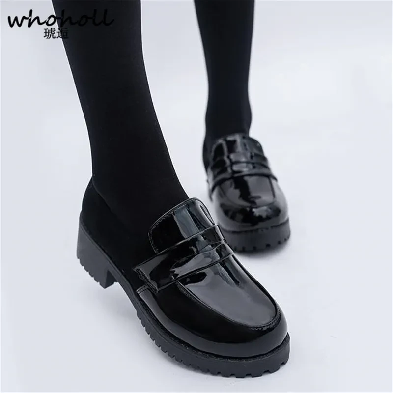 Women girl Uniform Shoes Uwabaki Japanese JK Round Toe Women Girls School Students Lolita Black Brown Cosplay Shoes Rubber Sole