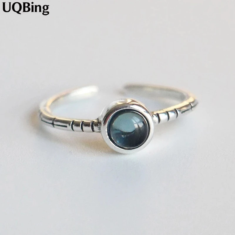 Real Thai Silver Opal Rings Open 100% 925 Sterling Silver Retro Ring Women Jewelry 2019