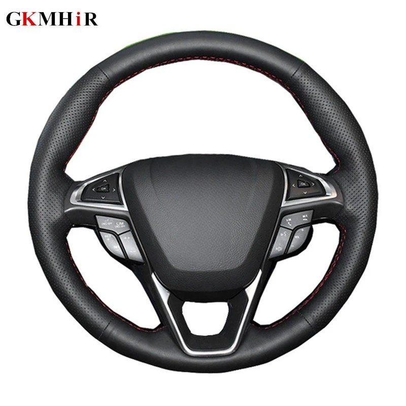 DIY Steering Wheel Cover Black Artificial Leather Car Steering Wheel Cover For Ford Fusion Mondeo 2013 2014 EDGE 2015 2016