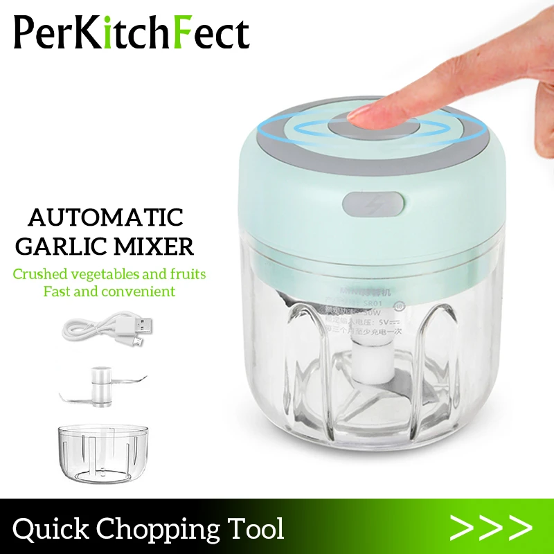 100/250ml Electric Mini Garlic Crusher Portable Chopper USB Charging Ginger Chili Vegetable Masher Machine Kitchen Tool