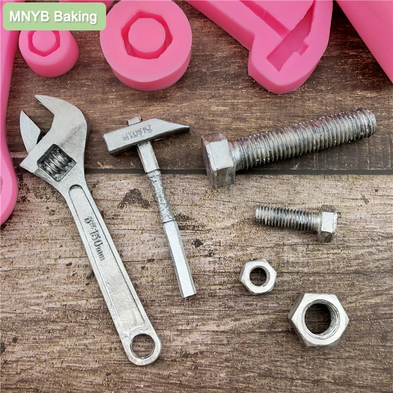 Household Screws Hammer Wrench Mold Silicone Fondant Chocolate Candy DIY Baking Cake Decoration Tool Houseware Resin Art Moulds