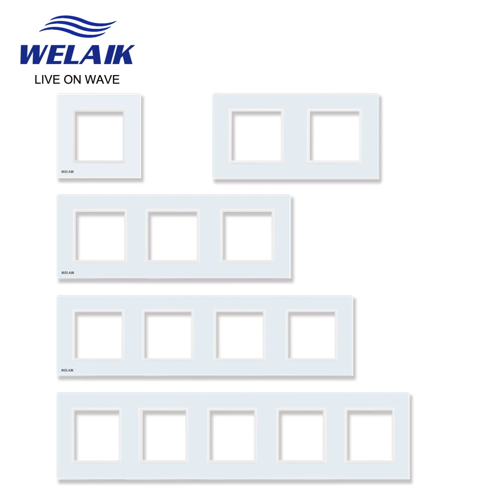 WELAIK EU European Standard Light Wall Touch Switch Socket Outlet Square Hole Crystal-Glass-Panel DIY-Parts Module 45*45mm A18W1