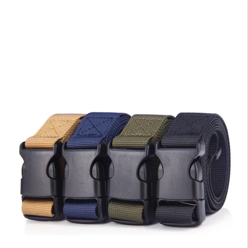 Men's military outdoor girdle Women Leisure buckle belt multi-functional imitation nylon canvas tactical 120cm black