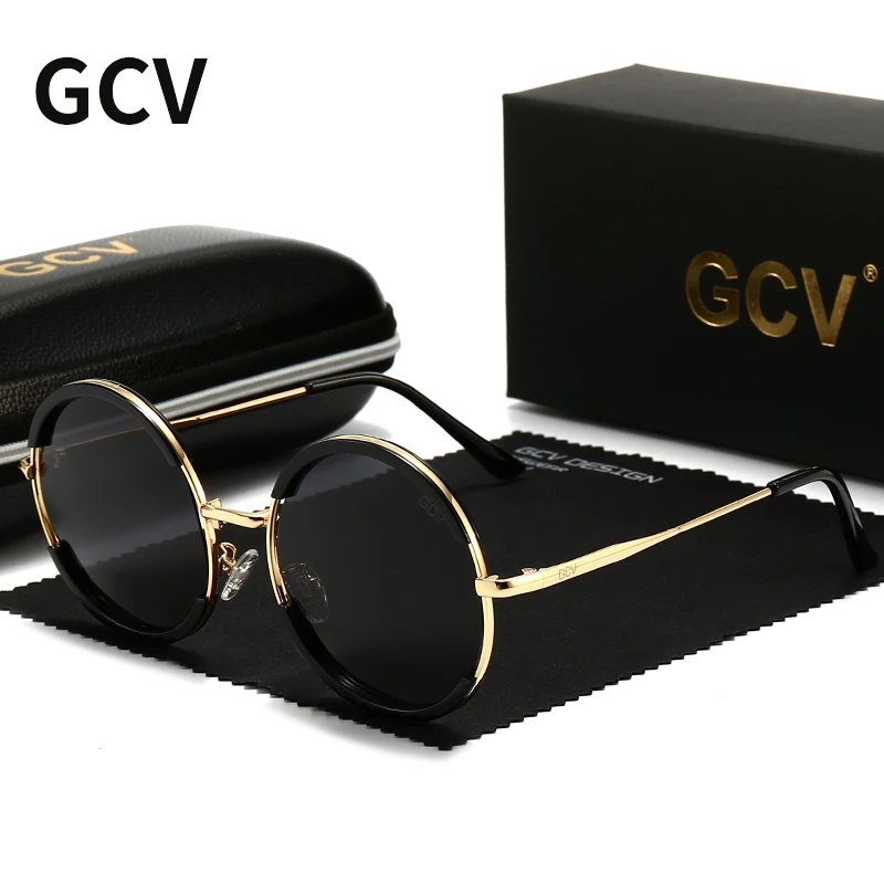 2021 GCV Hot Sale Classic Men Male Women Female Gorgeous Sunglasses Round Frame Glasses Fashion Punk Style New Metal Polarized