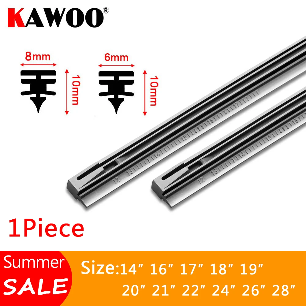 KAWOO 1pcs Car Windscreen Wiper Blade Insert Rubber Strip (Refill) 8mm/6mm Soft 14