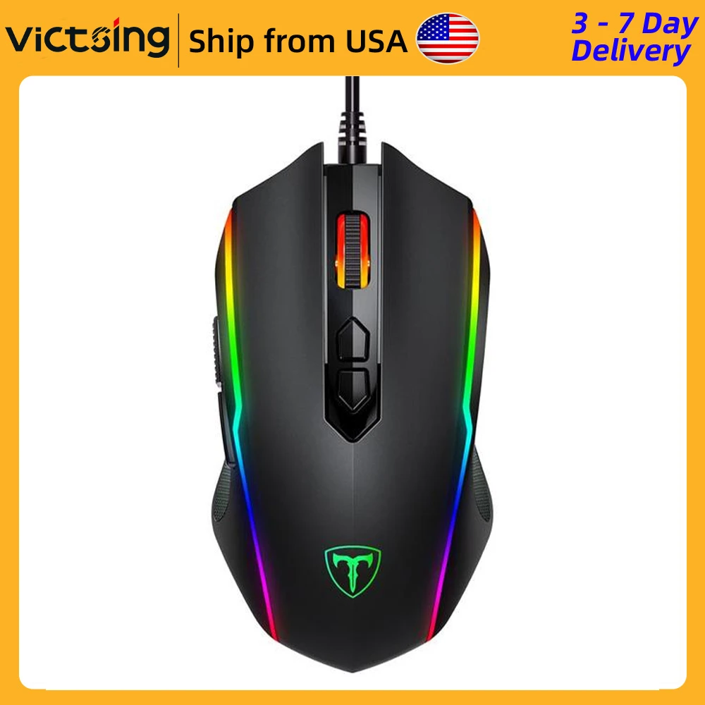 VicTsing T16 Wired Gaming Mouse 8 Programmable Button 7200 DPI USB Computer Mouse Gamer Mice With RGB Backlight For PC Laptop