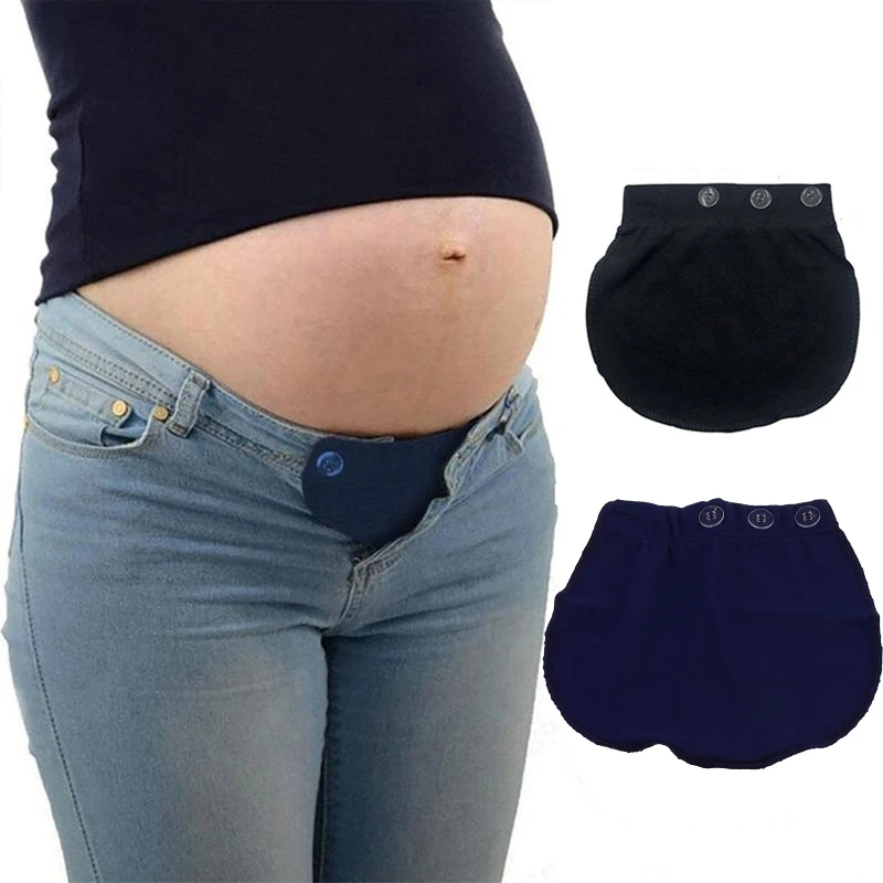 Maternity Pregnancy Waistband Belt Soft Adjustable Elastic Pants Lengthening Waist Extenders Button Mother Loose Pants Belt