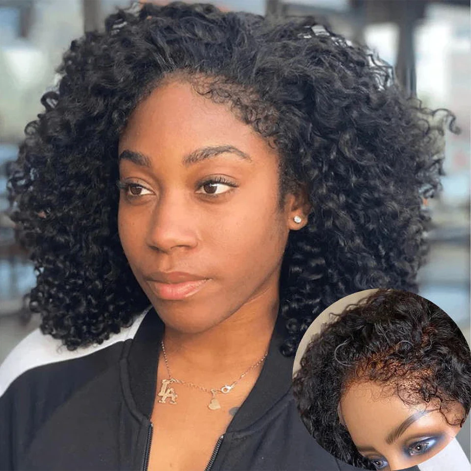 Pixie Cut Curly Bob Wig 13x4x1 Lace Front Human Hair Wigs 4x4 Lace Closure Wig 100% Human Hair Remy Pre plucked With Baby Hair