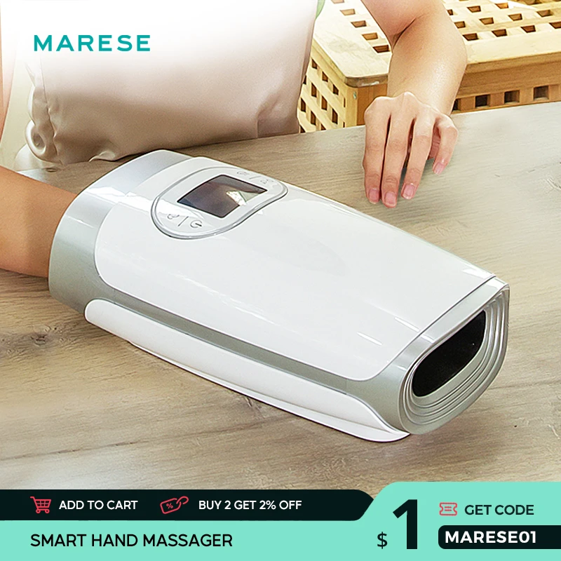 MARESE Electric Hand Massage Device Heat Air Compression Palm Massager Beauty Finger Wrist Spa Relax Pain Relief Girlfriend Gift