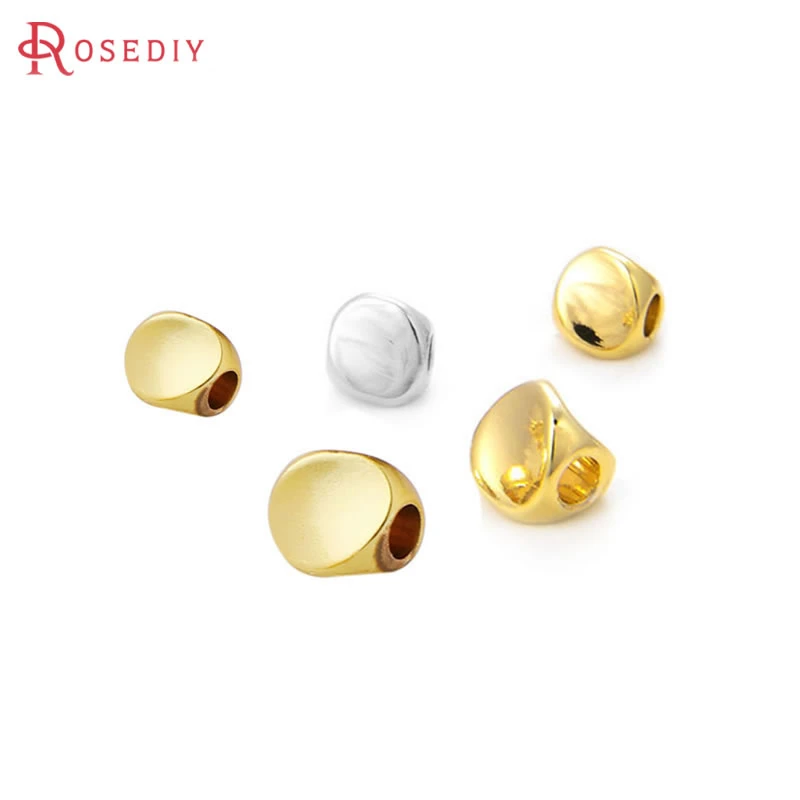 (33203)20PCS 4.5MM hole 2MM 24K Champagne Gold Color Plated Brass Smooth Twisted Beads Spacer Beads Jewelry Findings Accessories