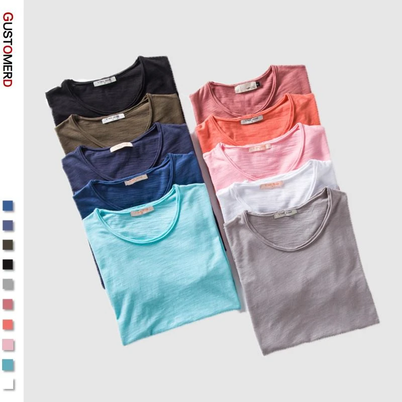 5PCS/SET 2020 New Summer 100% Cotton O-neck Mens T-shirts Casual Style Short Sleeve Solid T Shirt Men 10 Colors Male Tops Tees