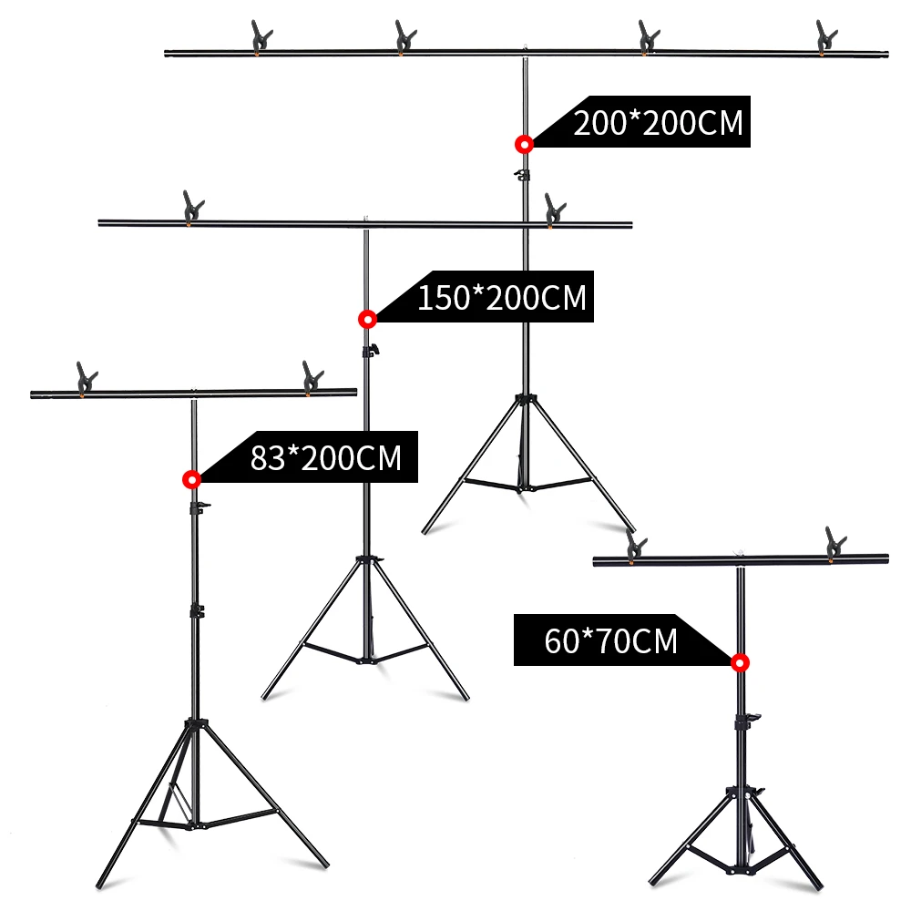 Professional Photography Photo Backdrops T-Shape Background Frame Support System Stands With Clamps