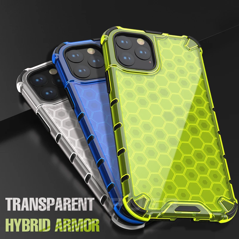 Luxury Honeycomb Airbag Shockproof Armor Transparent Case For iPhone 12 11 13 Pro Max 13pro Mini Xr X XS 6s 7 8 Plus Hard Cover