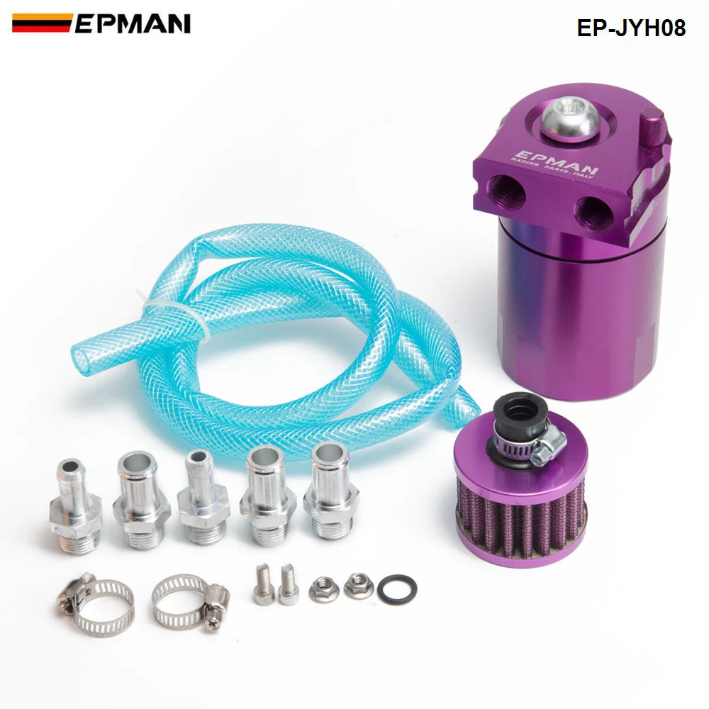 Universal Aluminum Oil Catch Tank Can Reservoir Tank + Breather Filter Color:Black Red Blue Gold Green Silver Purple EP-JYH08