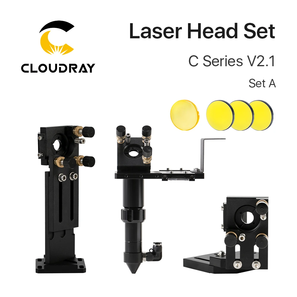 Cloudray CO2 Laser Head Set Dia.18mm FL38.1&Dia.20 FL50.8/63.5/101.6mmZnSe Focus Lens Dia.25m Mirror for Laser Engraving Machine