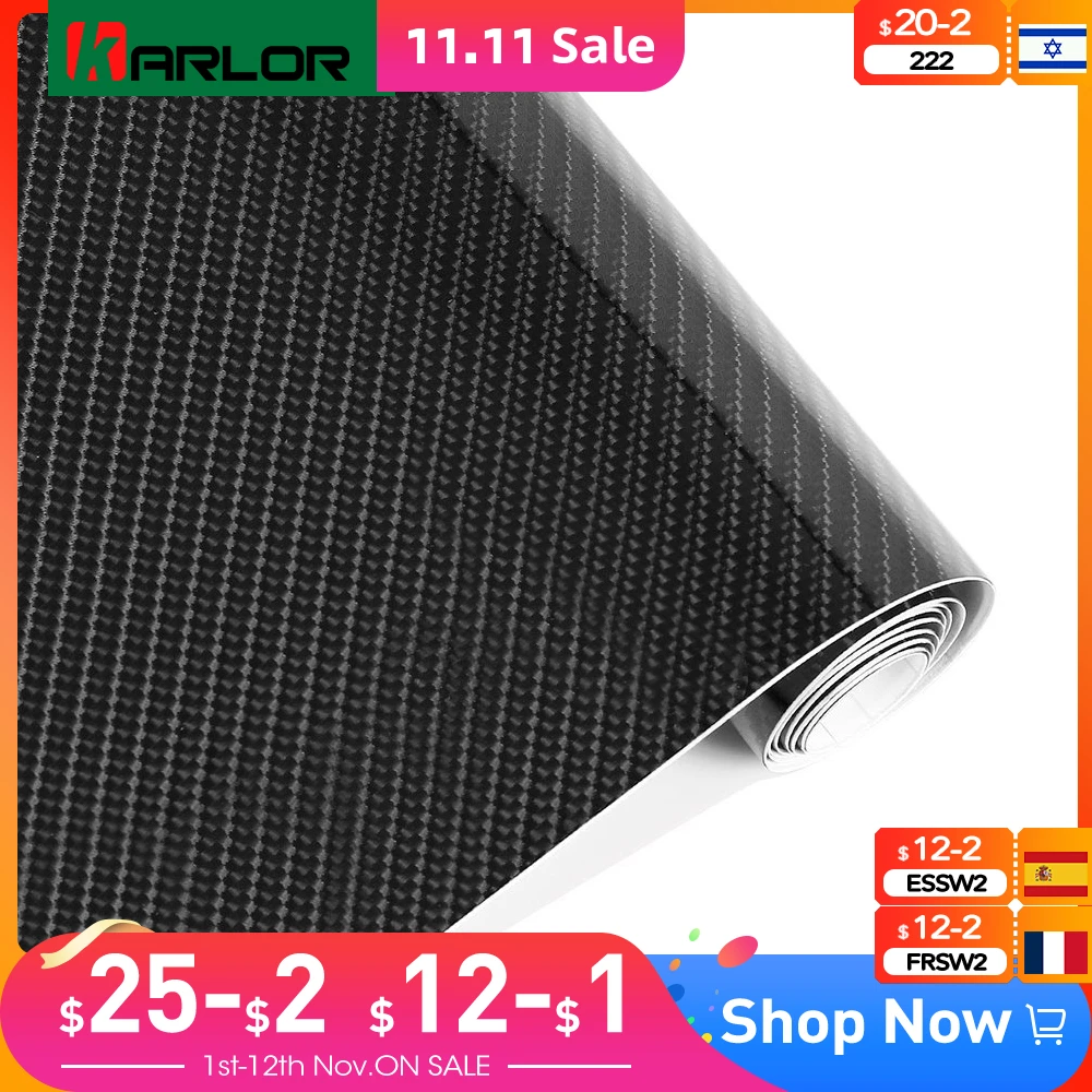 Car Styling 200mmX1520mm 5D Carbon Fiber Vinyl Film high glossy warp Motorcycle Car Stickers Accessories Waterproof Automobiles