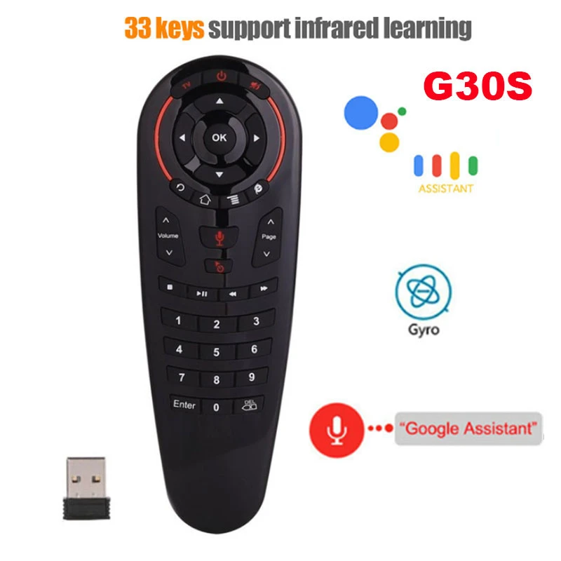 G30S Voice Air Mouse 33 keys IR learning 2.4G Wireless Remote control Smart Voice for android tv box X96Q G30 PC PK G10S G50S