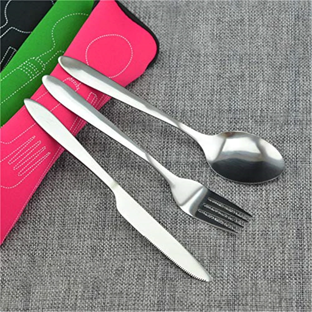 Stainless Steel Cutlery Set Portable Spoon Fork Knife Travel Picnic Western Tool Set Kitchen Accessories For Home Outdoors