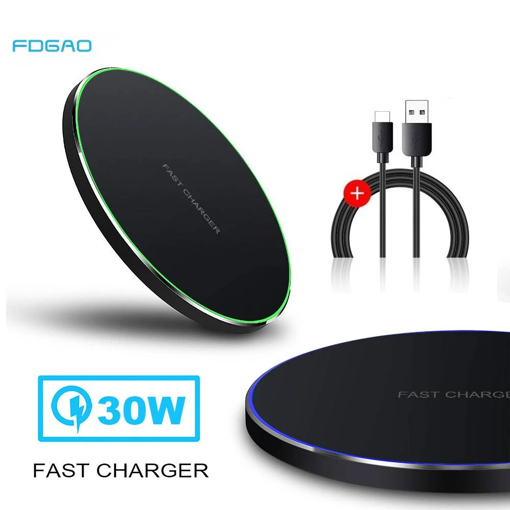 30W Qi Wireless Charger Dock for Samsung S21 S20 Note 20 iPhone 13 12 11 Pro Max XS XR X 8 Wireless Induction Fast Charging Pad