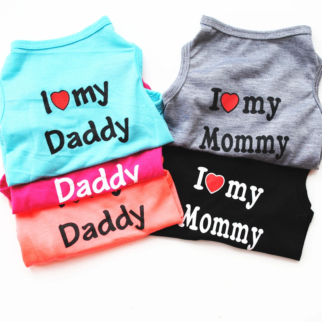 2021 Fashion Dog Clothes for Small Dogs Spring Dog Vest Shirt Clothes Pet Cat Puppy I Love My Mommy Dog Shirt