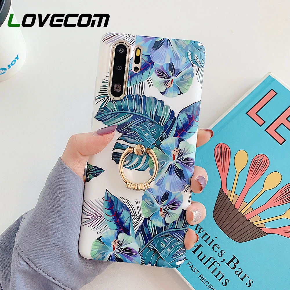 Vintage Leaf Flower Phone Case For Samsung Galaxy S21 S20 Note 20 Ultra S10 S8 S9 Plus Note 8 9 10 Soft IMD Ring Stand Back Capa